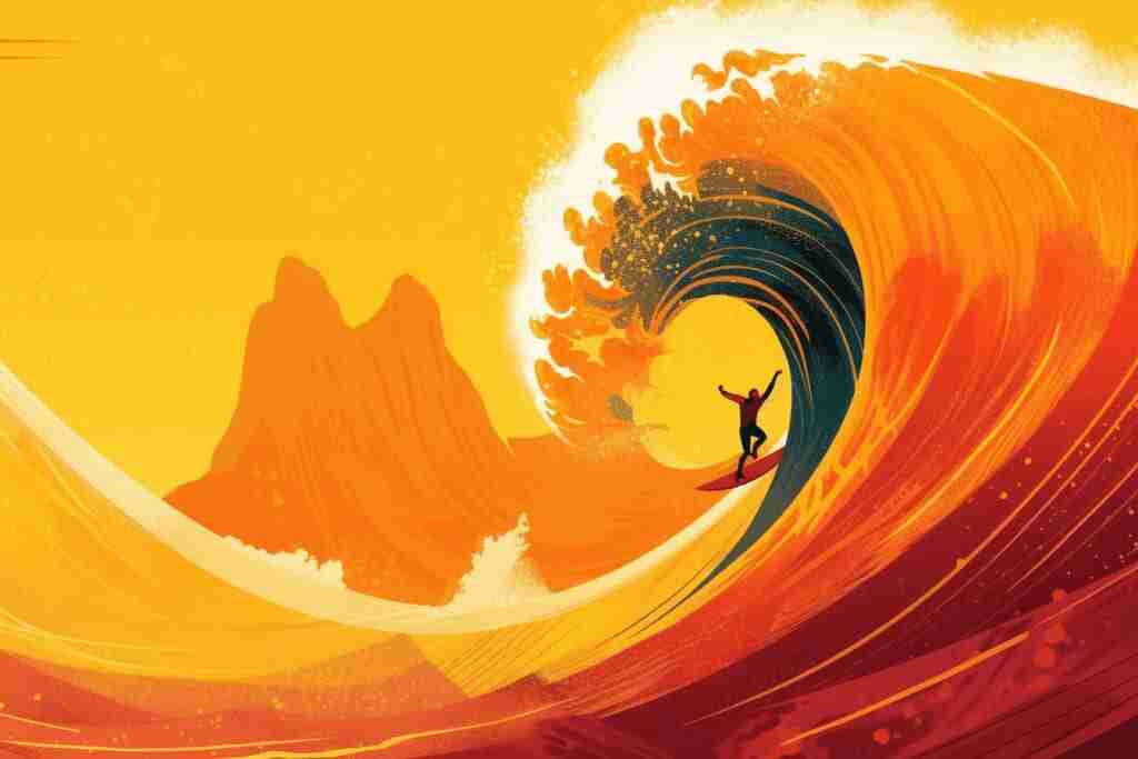 From Burnout to Brilliant: Unleashing New Ideas for Your Social Media Content 3 Surfing a giant wave